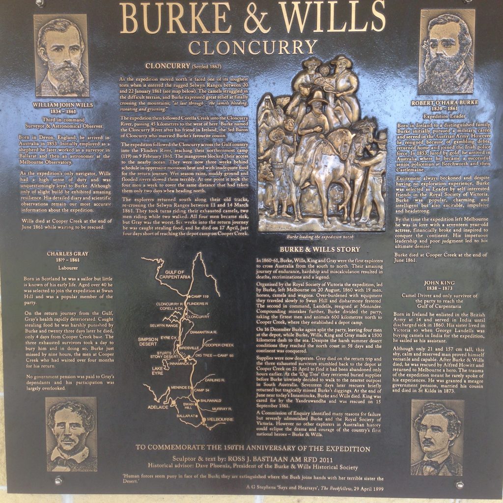 Plaque of Burke and Wills Expedition. A bit of Australian history for you all.